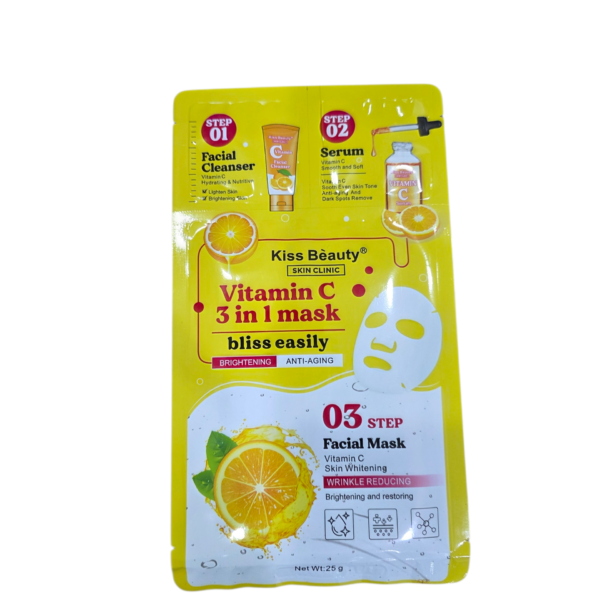 VITAMIN C 3IN1 FACIAL MASK FACE WASH+FACE SERUM+SHEET MASK